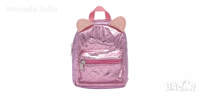 Мини розова детска раница с уши