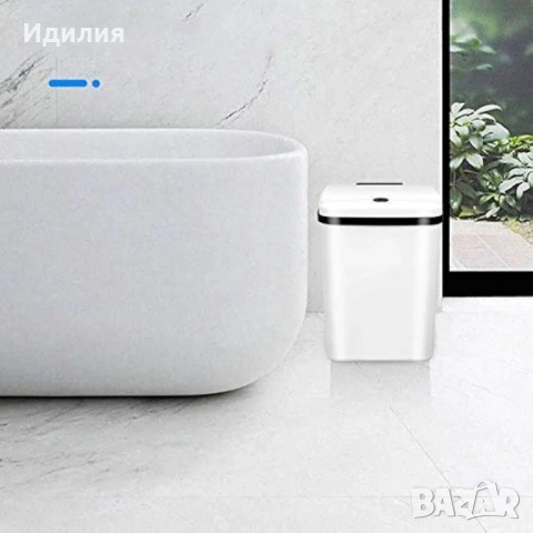 Кош за отпадъци със сензор за вдигане на капака, зарежда се с батерии, 15литра, снимка 5 - Мопове, кофи, четки и метли - 51701802