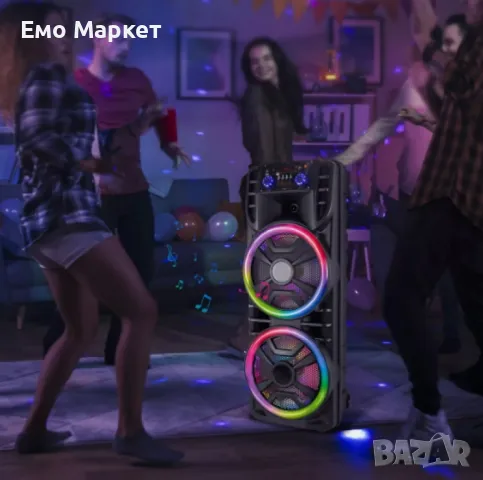 Караоке тонколона с два високоговорителя 2х12 инча XH-1689, снимка 6 - Bluetooth тонколони - 49276383