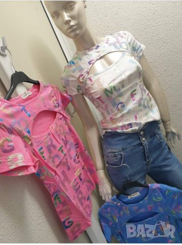 Блузка с холограмни надписи , снимка 2 - Тениски - 41383967