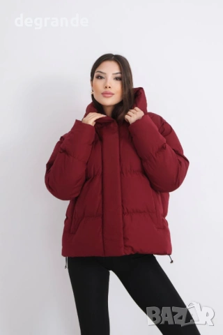 Дамско късо зимно яке в Бордо, снимка 2 - Якета - 53040416