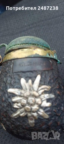 Стара лула с еделвайси,среб, снимка 6 - Антикварни и старинни предмети - 52852928
