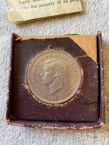 Стара монета 5 шилинга Джордж VI 1951 с послание , снимка 2 - Нумизматика и бонистика - 41836732