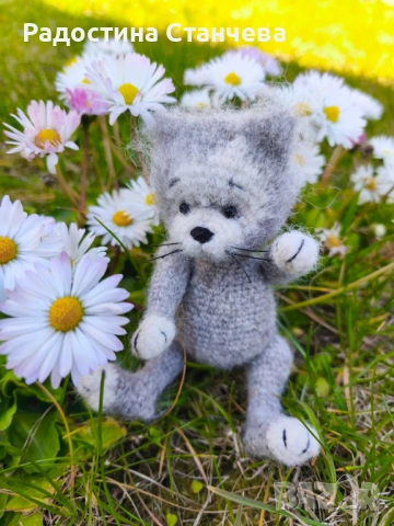 МАЛКО ПУХКАВО ПЛЕТЕНО КОТЕ - АЛПАКА, КОПРИНА, снимка 6 - Плюшени играчки - 53872625