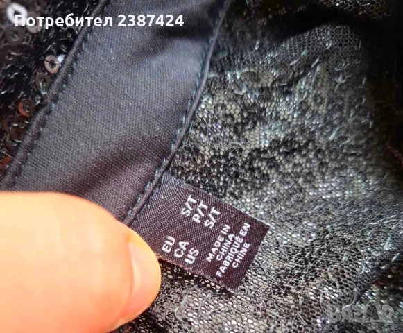 Черна дамска риза с паети  , снимка 3 - Ризи - 53171892