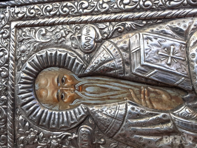 Голяма сребърна икона със сертификат 950, снимка 4 - Антикварни и старинни предмети - 53429910