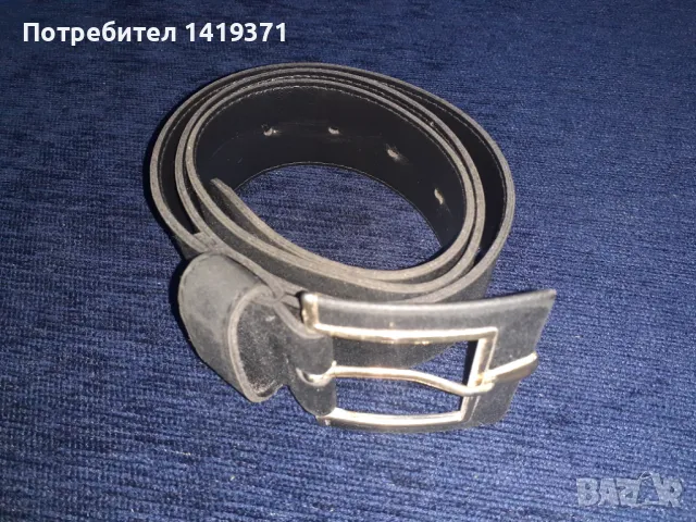 Красив черен кожен дамски колан с дължина 97 см, снимка 1