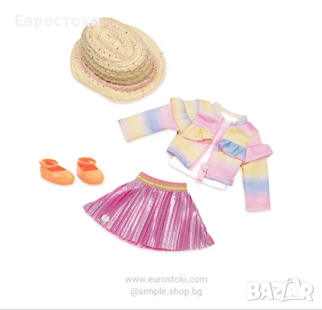 Комплект Glitter Girls дрехи за кукли, модни дрехи и аксесоари за кукли 35 см, комплект от 4 части