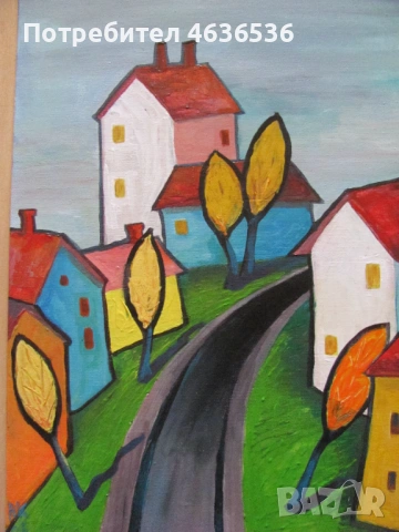 Картина масло, картон, подпис 40х30см., снимка 4 - Картини - 53442934