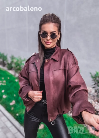 Дамско яке от рубинено-червен велур, снимка 10 - Якета - 52255282