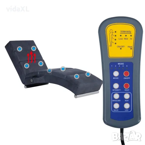 vidaXL Масажираща кушетка, сива, изкуствен велур, снимка 8 - Кушетки - 56146494
