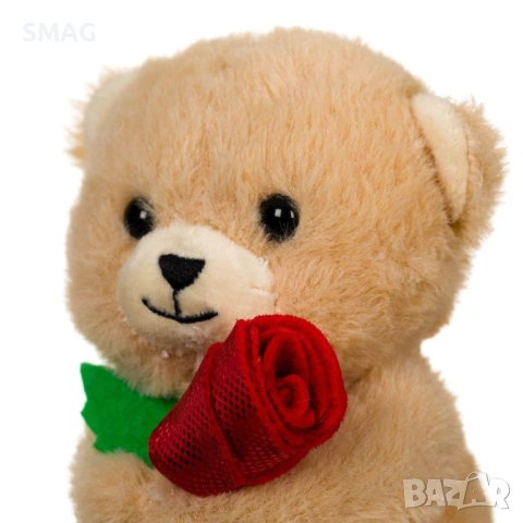 Плюшено мече с роза за Свети Валентин 15 см_1199668, снимка 3 - Плюшени играчки - 53369984