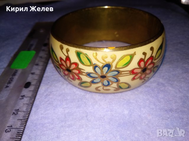 БРОНЗИРАНА РЪЧНО ФЛОРАЛНО ИЗРИСУВАНА ВИНТИДЖ - АРТ ГРИВНА 16710, снимка 3 - Гривни - 41267948