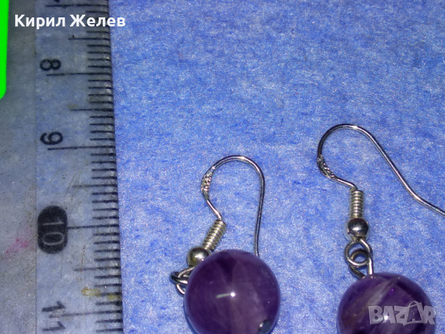 ЧУДЕСНИ СКЪПОЦЕННИ СРЕБЪРНИ ВИНТИДЖ АРТ ОБЕЦИ СРЕБРО 925 с ТОПЧЕТА НАТУРАЛЕН АМЕТИСТ 43326, снимка 6 - Обеци - 44690302