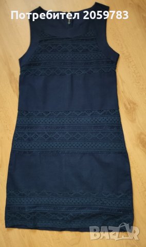 Тъмно синя рокля памук/лен 