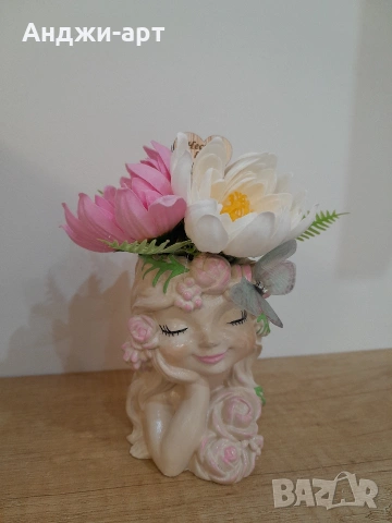 керамична кашпа със сапунено цвете, снимка 11 - Декорация за дома - 53183484