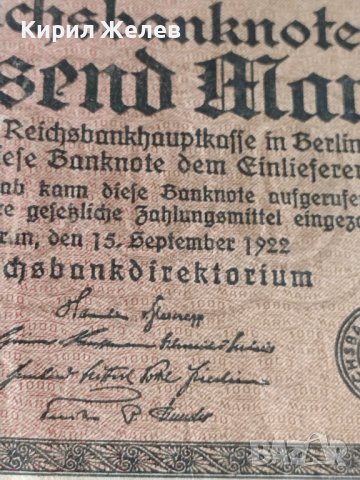 РАЙХ БАНКНОТА 1000 марки 1922г. Германия УНИКАТ ЗА КОЛЕКЦИОНЕРИ 36814, снимка 5 - Нумизматика и бонистика - 39898831
