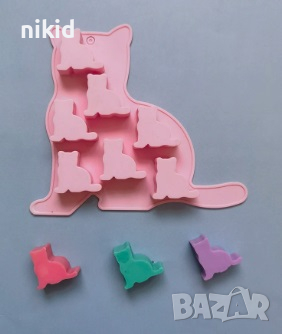 7 бр котка котки коте силиконов молд форма фондан гипс шоколад бонбон декор 