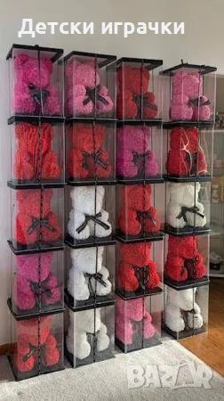 Мече от рози в подаръчна кутия 25см 40см, BG Rose Bear, снимка 6 - Подаръци за жени - 50344916
