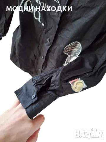 Черна,Дълга,Еластична Риза с Мики Маус, снимка 3 - Ризи - 49795871