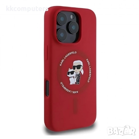 Оригинален кейс Karl Lagerfeld Silicone Karl and Choupette Heads MagSafe и Протектор За iPhone 16 Pr, снимка 3 - Калъфи, кейсове - 51961926