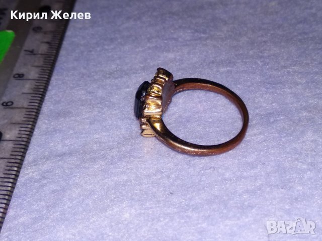 СТАР КРАСИВ МЕДЕН АРТ ДЕКО ПРЪСТЕН с ИСКРЯЩИ ФАСЕТИРАНИ КРИСТАЛИ 38657, снимка 7 - Пръстени - 41622840