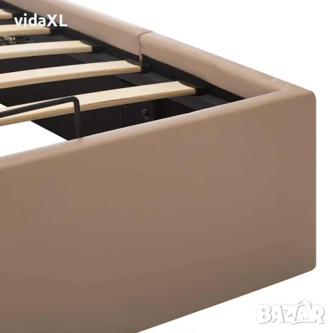 vidaXL Легло с повдигащ механизъм капучино изкуствена кожа 180x200 cм, снимка 9 - Спални и легла - 56146557
