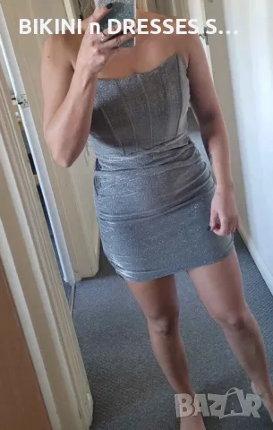 Уникална сребриста рокля , снимка 2 - Рокли - 42734005