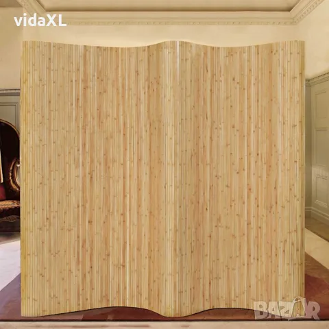 vidaXL Параван за стая, бамбук, ширина 250 см, височина 165 см, натурален цвят, снимка 4 - Паравани - 56146469