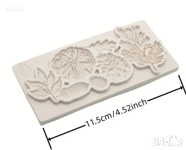 Есенни шишарка жълъд борови клонки клонче силиконов молд форма фондан шоколад декор, снимка 3 - Форми - 52138038