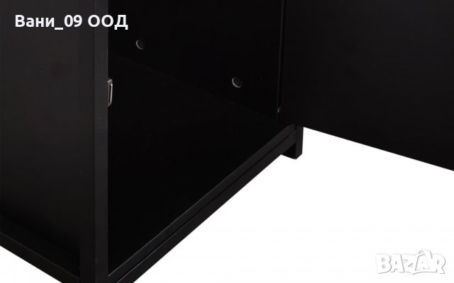 Черно нощно шкафче-стомана и ПДЧ, снимка 5 - Шкафове - 40089567