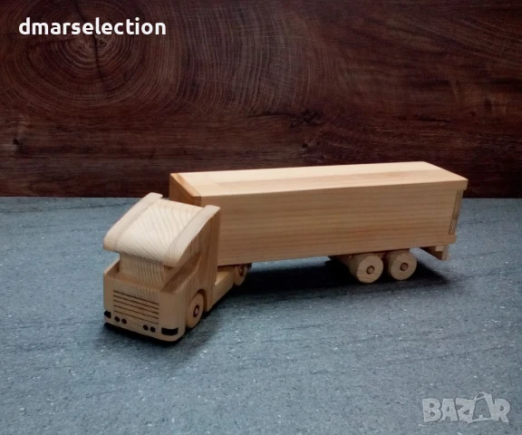  Декоративно дървено камионче с ремарке, снимка 2 - Други - 44670358