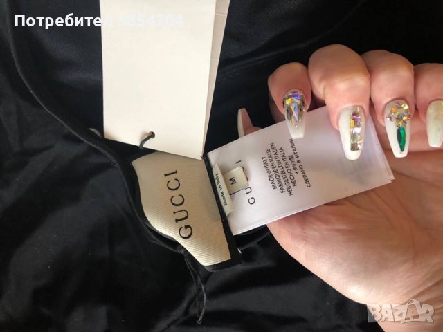 Gucci Women's Black Sparkling Fake Logo Swimsuit, снимка 3 - Бански костюми - 42488770