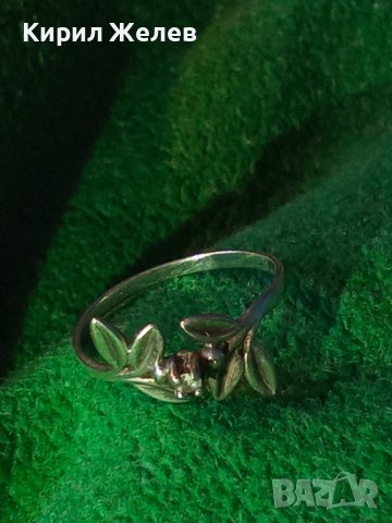 ФЛОРАЛЕН НЕЖЕН БЕЛ ЕПОК СТИЛ СРЕБЪРЕН АРТ ПРЪСТЕН с ИНКРУСТИРАН СКЪПОЦЕНЕН ЦИРКОН 17637, снимка 2 - Антикварни и старинни предмети - 31557471