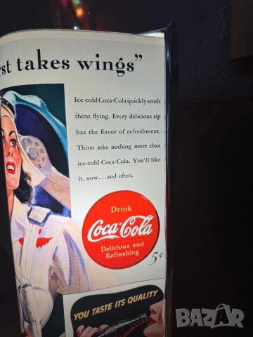 Coca Cola "Your thirst takes wings" Реклама Светеща кока кола Coca-Cola, снимка 3 - Колекции - 52875414