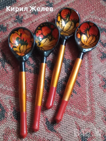 Руски рисувани лъжици дървени 53661, снимка 2 - Антикварни и старинни предмети - 53392527