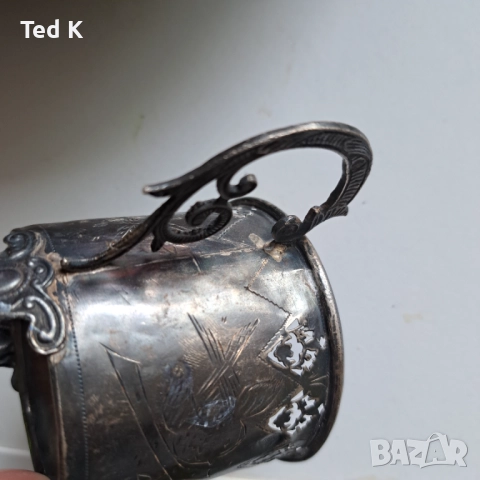 Османска империя сребърен подстакан сребро тугра, снимка 4 - Антикварни и старинни предмети - 52243164