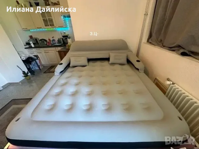 Надуваемо легло Queen Size с облегалка и възглавници – Луксозен комфорт за дом, къмпинг и гости., снимка 3 - Надуваеми легла - 56090691