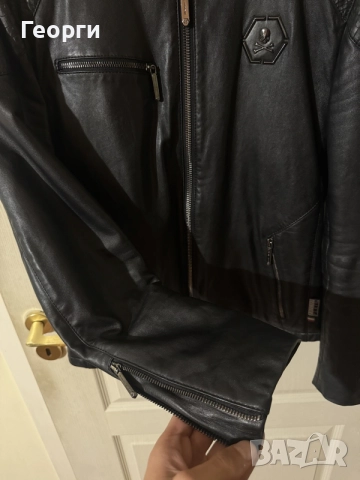 Кожено яке Philipp Plein, размер M, естествена кожа, снимка 4 - Якета - 56297903