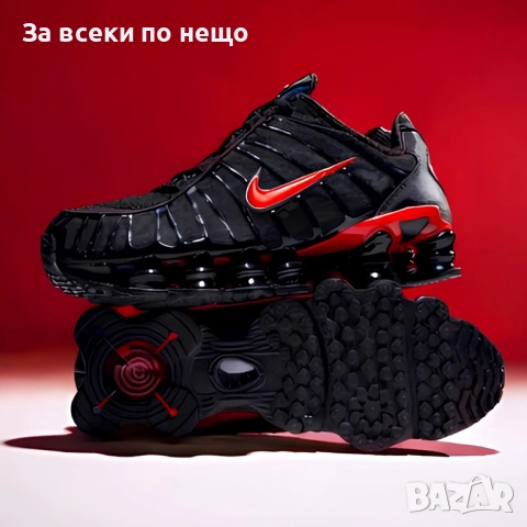 Nike Shox TL Мъжки Маратонки С Кутия👟Мъжки Спортни Обувки Черно и Червено Код S411