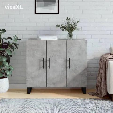 vidaXL Сайдборд, бетонно сив, 90x34x80 см, инженерно дърво, снимка 2 - Бюфети - 56147930