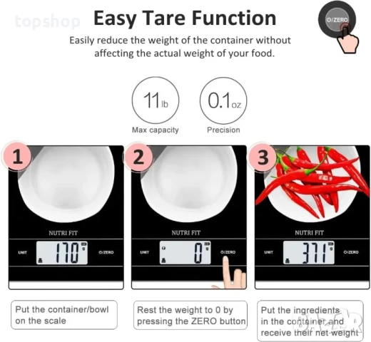 НОВА дигитална кухненска везна NUTRI FIT акумулаторна до 5кг, снимка 2 - Други - 50552451