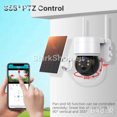 Въртяща камера със соларен панел iCsee, снимка 3 - HD камери - 41371364