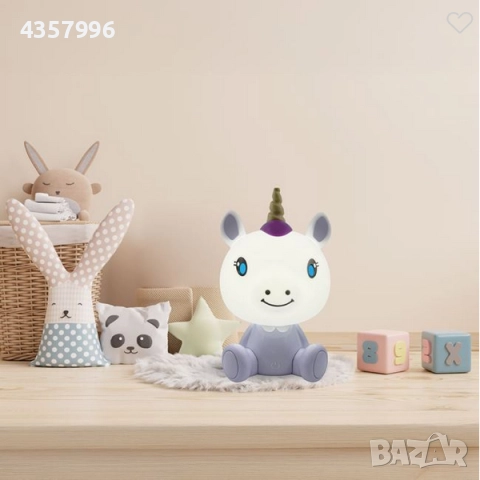 Детска нощна лампа Еднорог, 3 нива на яркост, USB, Бял , снимка 2 - Детски нощни лампи - 51996133