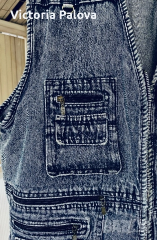 Функционален дънков елек с 6 джоба, снимка 2 - Други - 53750946