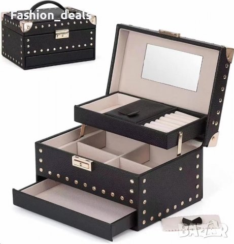 Нова голяма кутия за бижута Калъф за съхранение на пръстени обеци гривни органайзер за пътуване