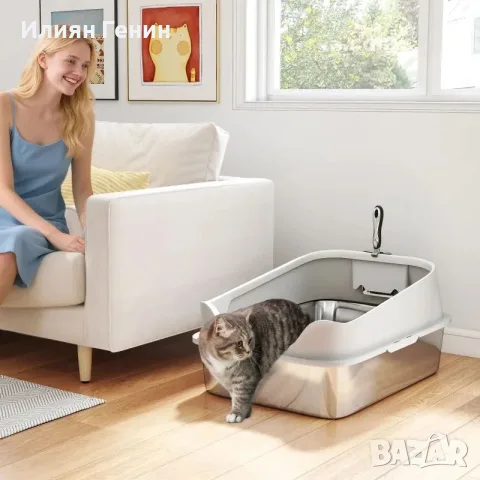 PawHut Котешка тоалетна от неръждаема стомана, снимка 7 - За котки - 55894433
