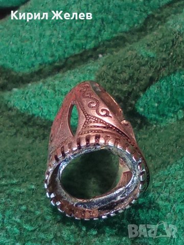 СТАР СРЕБЪРЕН МАРКОВ ПРЪСТЕН ОКСИДИРАНО СРЕБРО 925 с МЯСТО за ВГРАЖДАНЕ на СКЪПОЦЕНЕН КАМЪК 25288, снимка 5 - Пръстени - 34895848