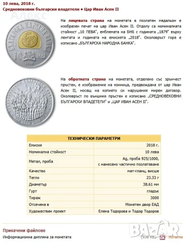 Монета „Цар Иван Асен II“ , снимка 2 - Нумизматика и бонистика - 55966722