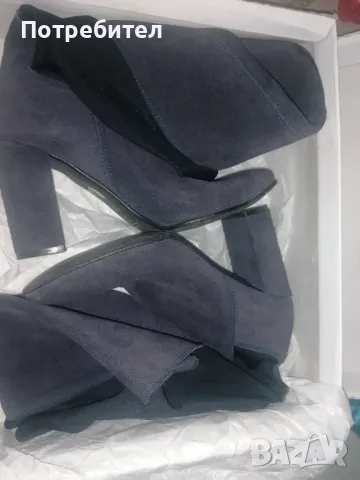 Елегантни ботуши /чизми/ на ток италиански - естествен велур, р-р 37, снимка 4 - Дамски ботуши - 48176740